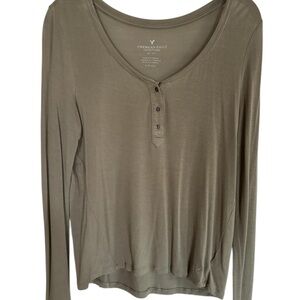 American Eagle Outfitters Khaki Long Sleeve Top
